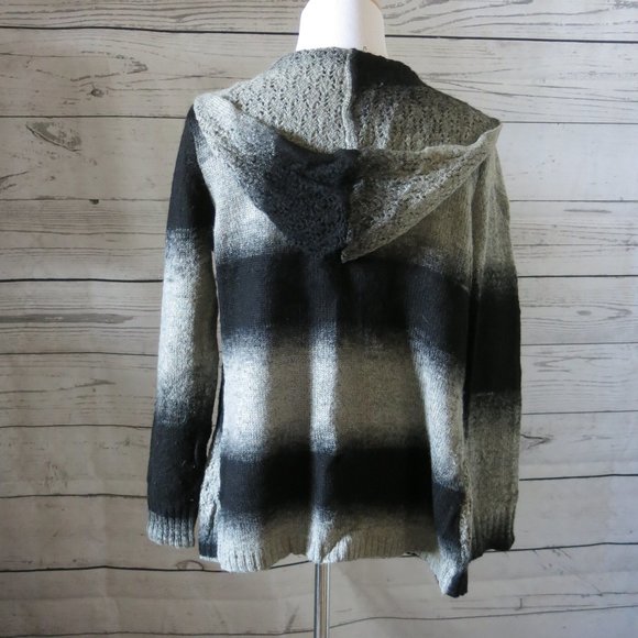 Cynthia Rowley Ombre Wool Blend Open Front Hooded Cardigan Sweater - Size PL - Picture 3 of 5